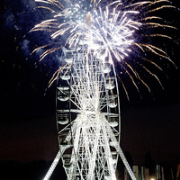 Buy canvas prints of Big wheel and fireworks by Thanet Photos