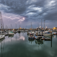 Buy canvas prints of  Harbour lightning by Thanet Photos