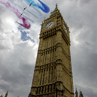 Buy canvas prints of  Red arrows over Big ben by Thanet Photos