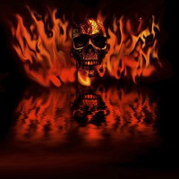 Buy canvas prints of  Skull in flames by Thanet Photos