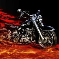 Buy canvas prints of  Harley Davidson in fire by Thanet Photos