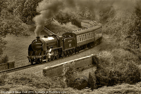 Southern 825 Locomotive (Sepia) Picture Board by Steve H Clark