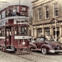 Buy canvas prints of Middleton Tram - Hand Tinted Effect by Steve H Clark