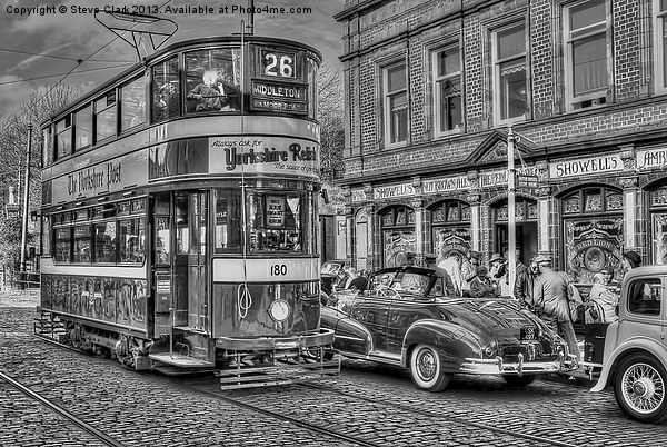Middleton Tram - Black and White Picture Board by Steve H Clark