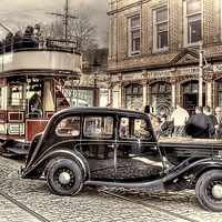 Buy canvas prints of Paisley District Tram - Hand Tinted Effect by Steve H Clark