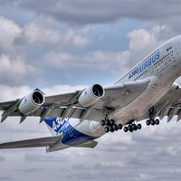 Buy canvas prints of  Airbus A380 - Take-Off by Steve H Clark