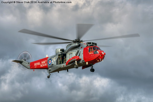  Royal Navy Search and Rescue Sea King Helicopter Picture Board by Steve H Clark