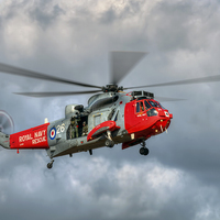 Buy canvas prints of  Royal Navy Search and Rescue Sea King Helicopter by Steve H Clark