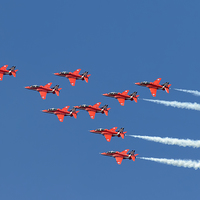 Buy canvas prints of  Red Arrows - Eagle Roll by Steve H Clark