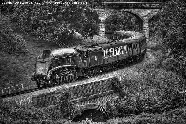  Sir Nigel Gresley Locomotive - Black and White Picture Board by Steve H Clark