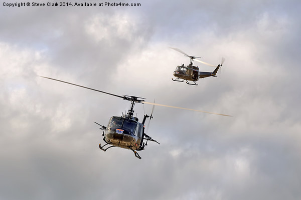  Bell UH-1 Iroquois Helicopters (A Pair of Hueys) Picture Board by Steve H Clark