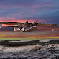 Buy canvas prints of  Consolidated PBY-5A at Sunset (US Navy Version) by Steve H Clark