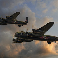 Buy canvas prints of  BBMF and Canadian Warplane Heritage Museum Lancas by Steve H Clark