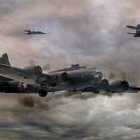 Buy canvas prints of  B-17 Flying Fortress - Almost Home 2 by Steve H Clark