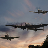 Buy canvas prints of  BBMF Low Pass at Sunset by Steve H Clark