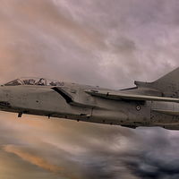 Buy canvas prints of  Panavia A-200 Tornado at Sunset by Steve H Clark