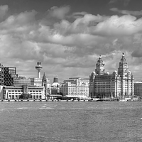 Buy canvas prints of  Liverpool's Iconic Waterfront - Monochrome by Steve H Clark