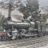 Buy canvas prints of GWR Bradley Manor - Hand Tint Effect by Steve H Clark