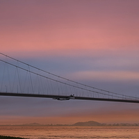 Buy canvas prints of MV Balmoral Passing the Severn Bridge at Sunrise by Steve H Clark