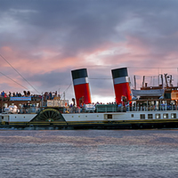 Buy canvas prints of Paddle Steamer at Sunrise by Steve H Clark