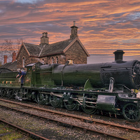 Buy canvas prints of  Great Western Railway Engine 2857 at Sunset by Steve H Clark