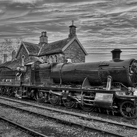 Buy canvas prints of Great Western Railway Engine 2857 - Black and Whit by Steve H Clark