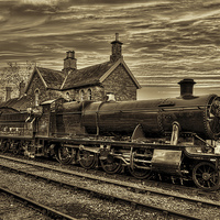 Buy canvas prints of Great Western Railway Engine 2857 - Sepia Version by Steve H Clark