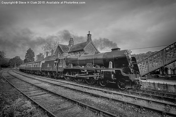 46100 Royal Scot  - Black and White Version Picture Board by Steve H Clark