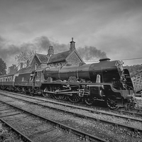 Buy canvas prints of 46100 Royal Scot  - Black and White Version by Steve H Clark