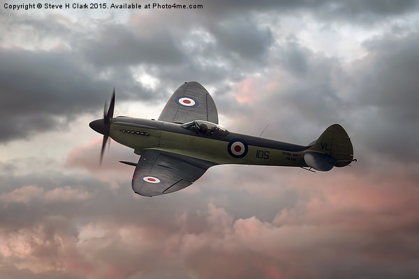  Seafire At Sunset Picture Board by Steve H Clark