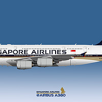 Buy canvas prints of Illustration of Singapore Airlines Airbus A380 by Steve H Clark