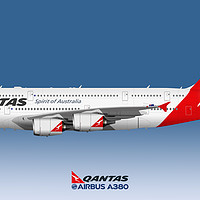Buy canvas prints of Illustration of Qantas Airbus A380 by Steve H Clark