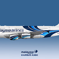 Buy canvas prints of Illustration of Malaysia Airlines Airbus A380 by Steve H Clark