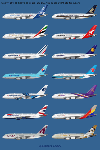 Airbus A380 Operators Illustration Picture Board by Steve H Clark