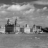 Buy canvas prints of Liverpool's Iconic Waterfront - Monochrome by Steve H Clark