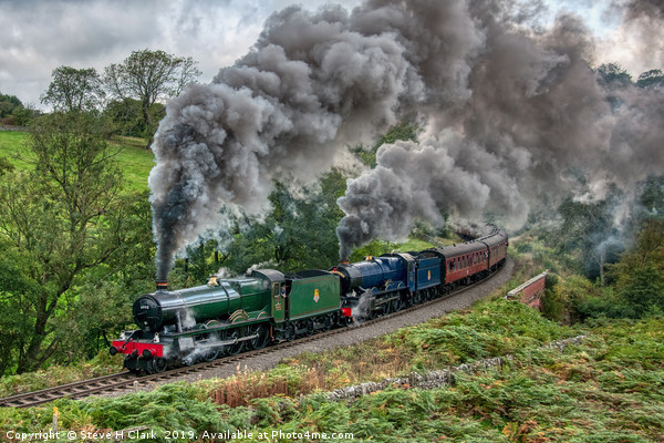 Witherslack Hall and King Edward II Double Header Picture Board by Steve H Clark