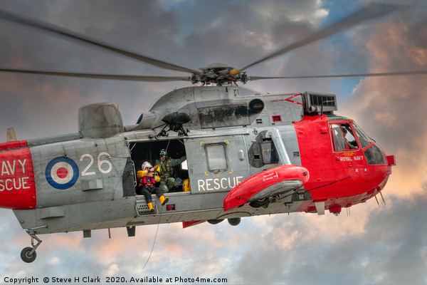 Royal Navy Search and Rescue Sea King Helicopter Picture Board by Steve H Clark