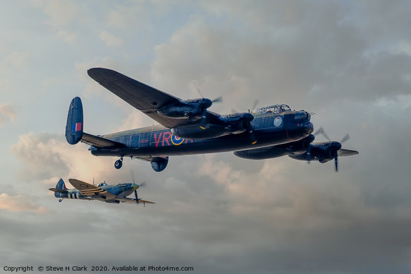 Two Icons - Lancaster and Spitfire Picture Board by Steve H Clark