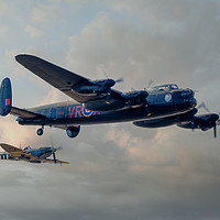 Buy canvas prints of  Two Icons - Lancaster and Spitfire by Steve H Clark