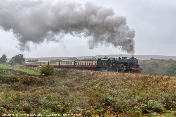 LMS Black 5 Number 5828 on a Misty Day on the Moor Picture Board by Steve H Clark
