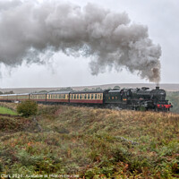 Buy canvas prints of LMS Black 5 Number 5828 on a Misty Day on the Moor by Steve H Clark