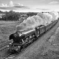 Buy canvas prints of Flying Scotsman - Black and White by Steve H Clark