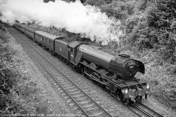 The Flying Scotsman - Black and White Picture Board by Steve H Clark