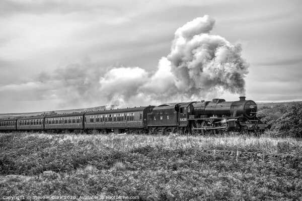 LMS Black Five - Black and White Picture Board by Steve H Clark