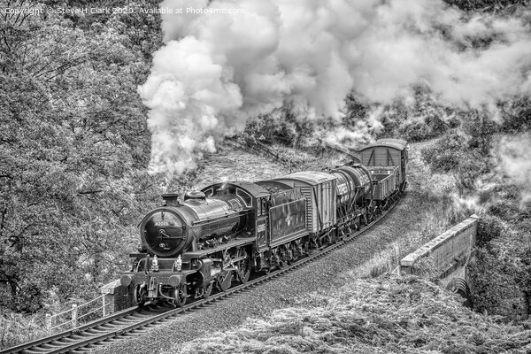 62005 K1 Goods Train - Black and White Picture Board by Steve H Clark