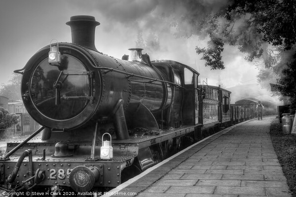 GWR Goods Train - Black and White Picture Board by Steve H Clark