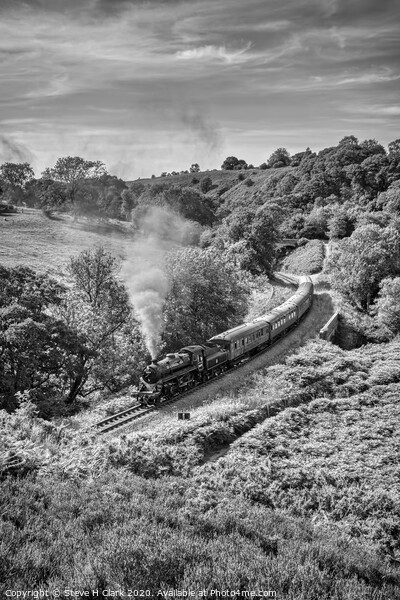 North Yorkshire Moors Railway - Black and White Picture Board by Steve H Clark