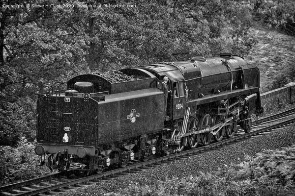 British Railways 9F - Black and White Picture Board by Steve H Clark