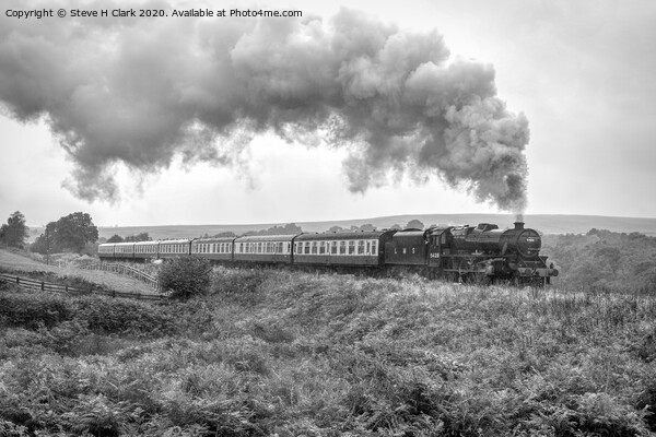 Black 5 on a misty day - Black and White Picture Board by Steve H Clark
