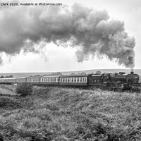 Buy canvas prints of Black 5 on a misty day - Black and White by Steve H Clark